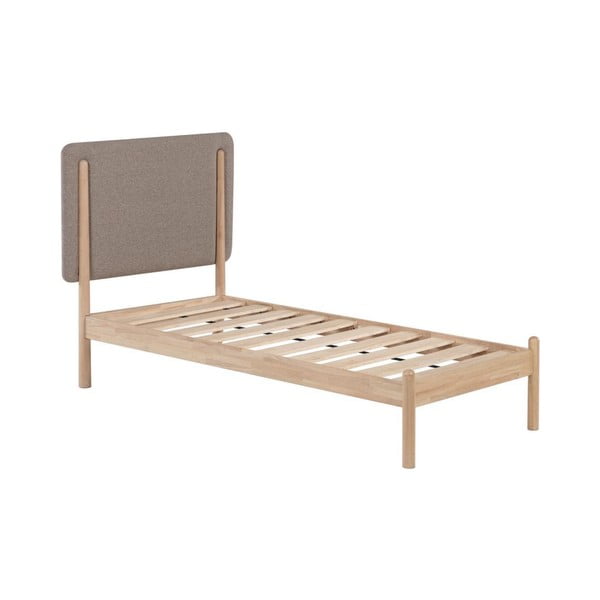 Postel z kaučukového dřeva s roštem v šedo-přírodní barvě 90x190 cm Shayndel – Kave Home-image-2