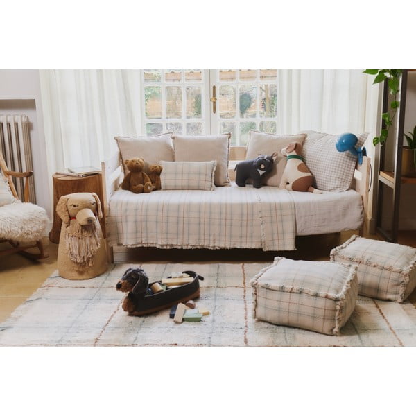 Krémový/šalvějově zelený pratelný/ručně tkaný bavlněný koberec 90x120 cm Tartan Blue Sage – Lorena Canals-image-2