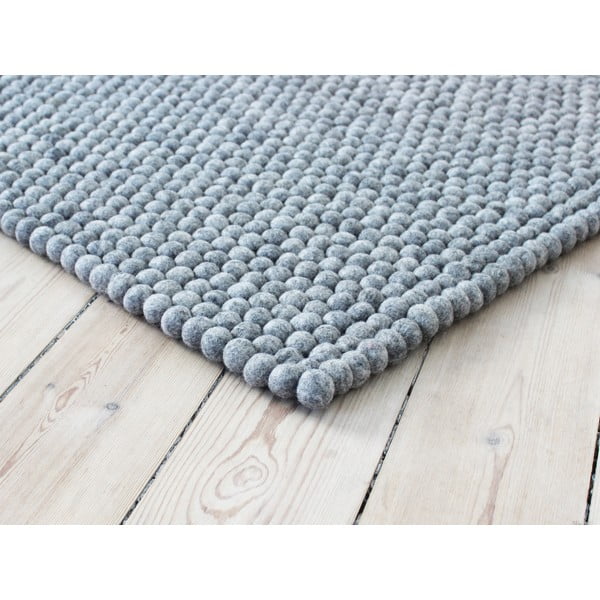 Ocelově šedý kuličkový vlněný koberec Wooldot Ball Rugs, 120 x 180 cm