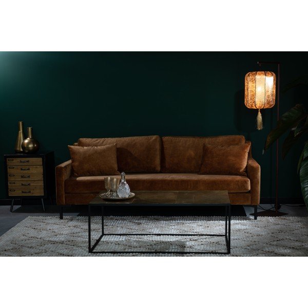 Karamelově hnědá sametová pohovka Dutchbone Houda-image-1