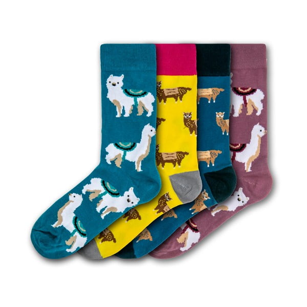 Sada 4 párů barevných ponožek Funky Steps Llamas, velikost 35 - 39 a 41 - 45