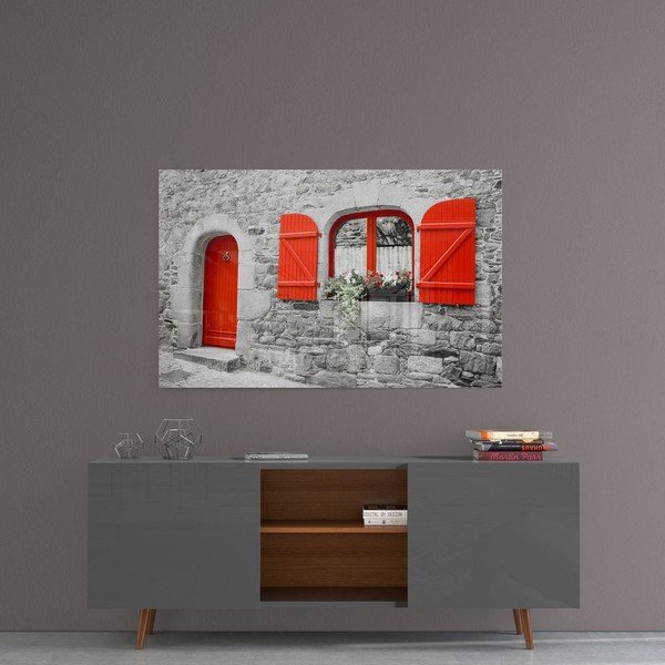 Skleněný obraz Insigne Red Door and Window-image-1