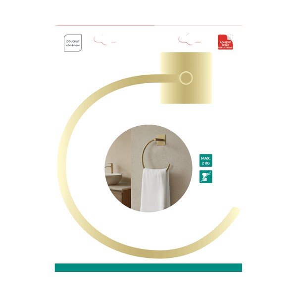 Kovový držák na ručníky bez vrtání v matně zlaté barvě Fixeo – douceur d'intérieur-image-1