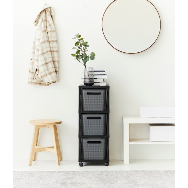 Černo-šedý plastový pojízdný regál 30x77 cm Brisen – Rotho-image-1