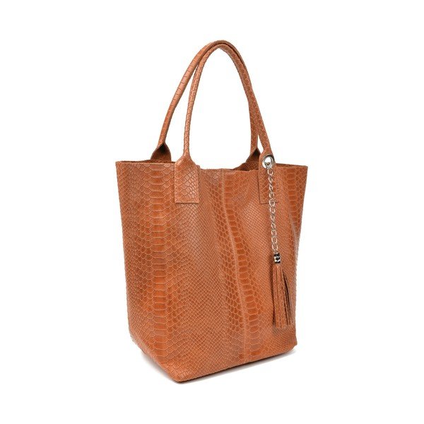 Koňakově hnědá kožená kabelka shopper Renata Corsi Lola-image-2