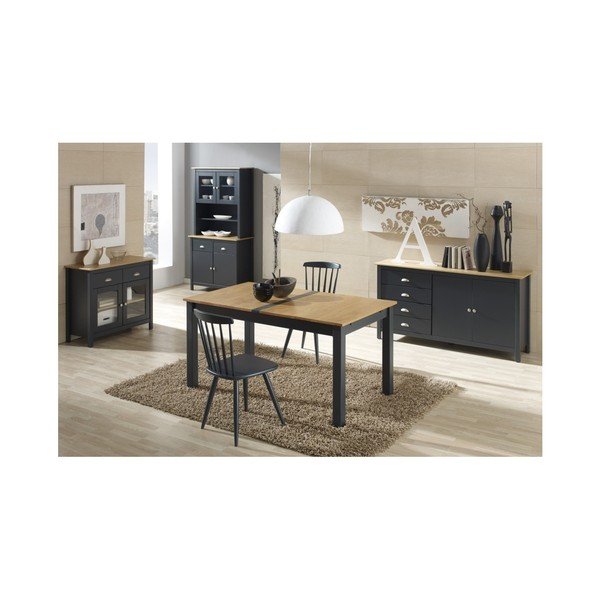 Antracitově šedý rozkládací jídelní stůl z masivního borovicového dřeva Marckeric Jade, 150 x 85 cm-image-2