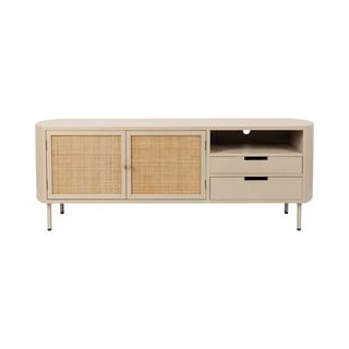 Krémový ratanový TV stolek 150x55 cm Amaya – White Label