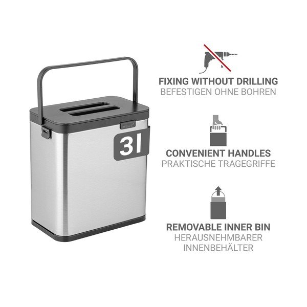 Nádoba na kompostovatelný odpad v matně stříbrné barvě 3 l Colin – Wenko-image-4