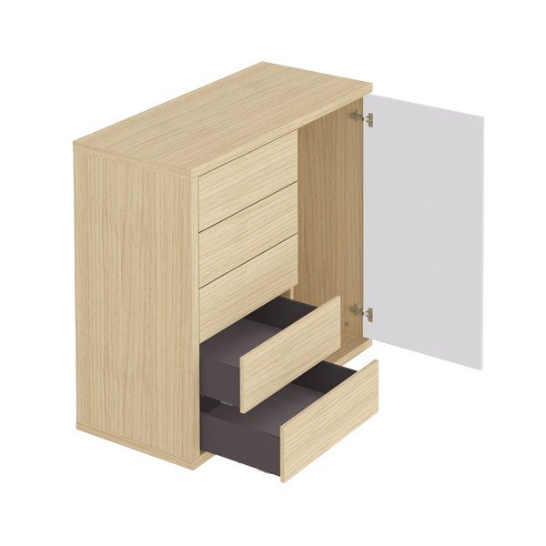 Bílá nízká šatní skříň v dekoru dubu 113x113 cm Hugo - TemaHome-image-3