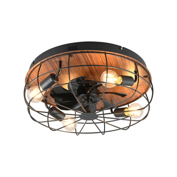 Matně černé/hnědé stropní svítidlo na dálkové ovládání/s ventilátorem Trondheim – Trio-image-4