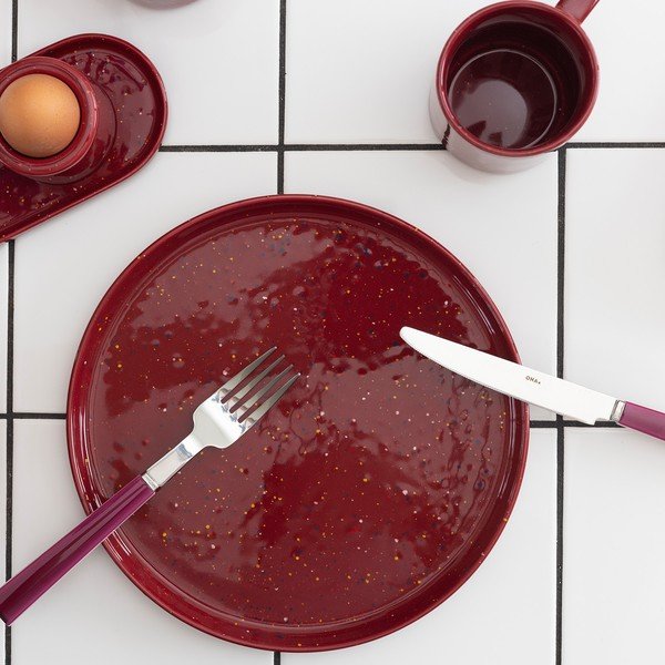 Vínový porcelánový talíř ø 25 cm Fika – ONA-image-1