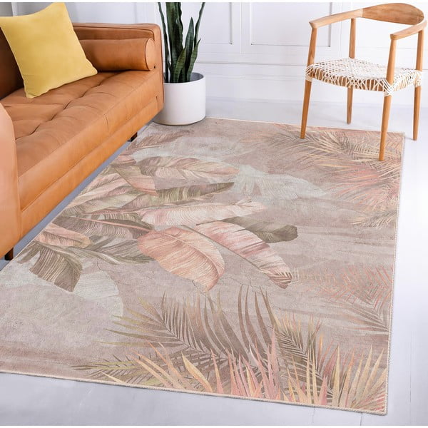 Béžový pratelný běhoun 80x200 cm Dusty Leaves – Mila Home-image-4