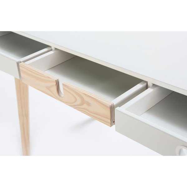 Bílý psací stůl s nohami z borovicového dřeva Marckeric Kiara-image-4