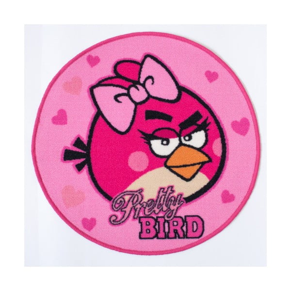 Růžový kruhový koberec Angry Birds Pretty, ⌀ 67