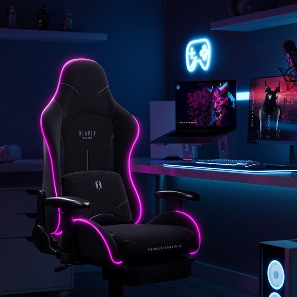 Černá herní židle X-Starter LED – Diablo Chairs-image-1