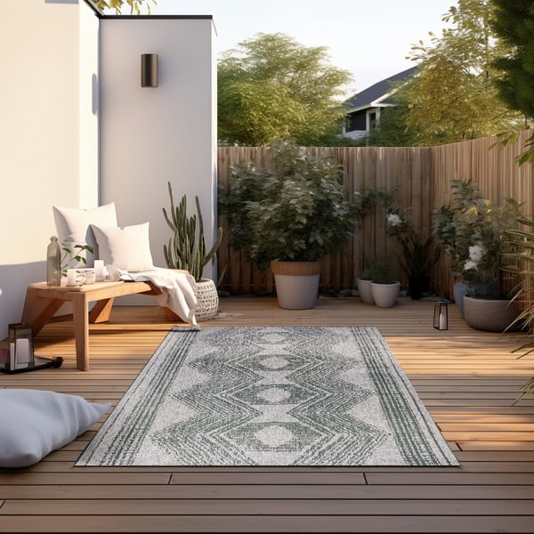 Krémovo-zelený venkovní koberec 200x290 cm Gemini – Elle Decoration-image-1