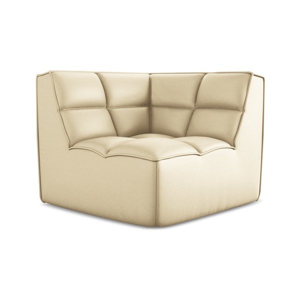 Krémový modul pohovky z imitace kůže Kalai – Makamii-image-2