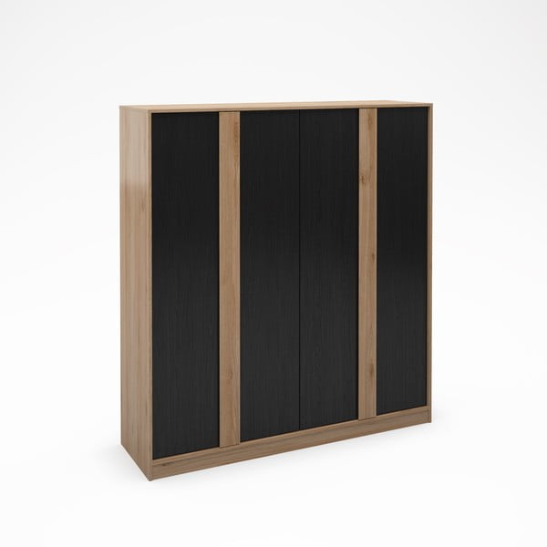 Šatní skříň v dekoru dubu v černo-přírodní barvě 180x197,5x53 cm Dennis – Marckeric-image-4