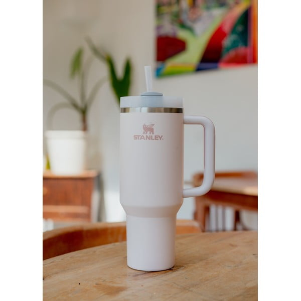 Světle růžová termoska s brčkem z nerezové oceli 1,18 l Quencher H2.0 FlowState Tumbler Rose Quartz – Stanley-image-4
