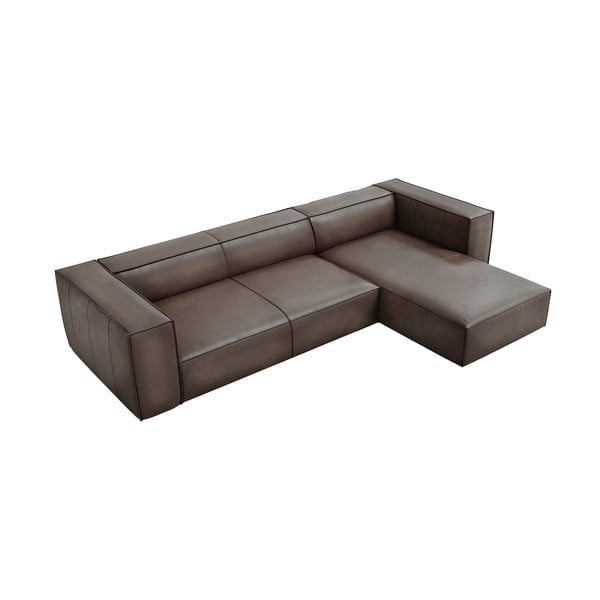 Hnědá kožená rohová pohovka (pravý roh) Madame – Windsor & Co Sofas-image-2