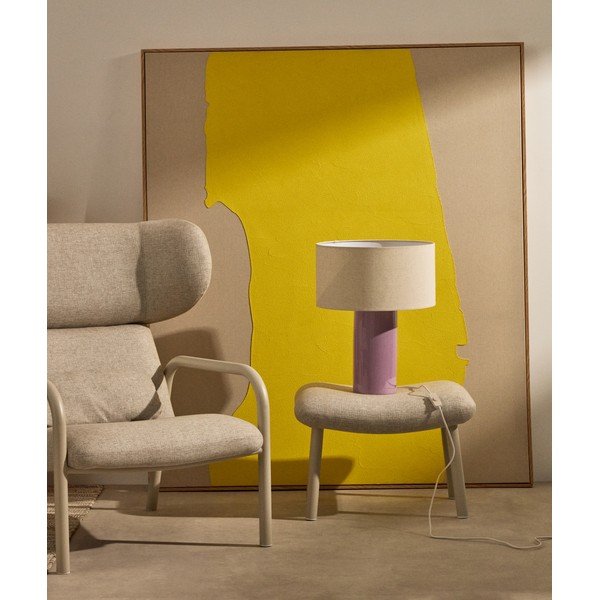 Fialová/béžová stolní lampa s textilním stínidlem (výška 52 cm) Toneric – Kave Home-image-1