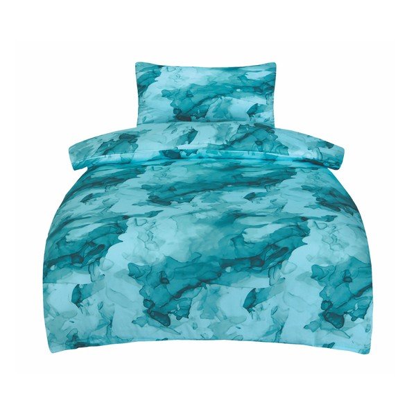 Tyrkysové povlečení na jednolůžko z bavlněného saténu 140x200 cm Deluxe Minerals – My House