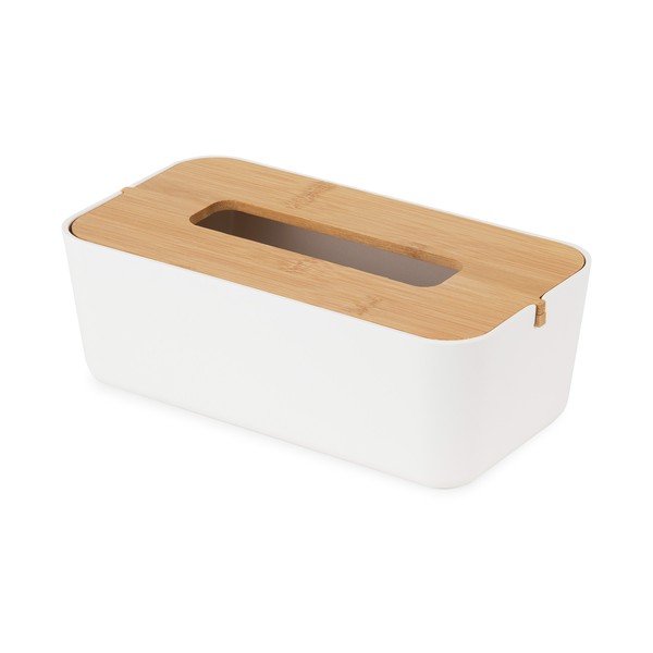 Bílý box na kapesníky s bambusovým víkem Compactor Basic-image-2