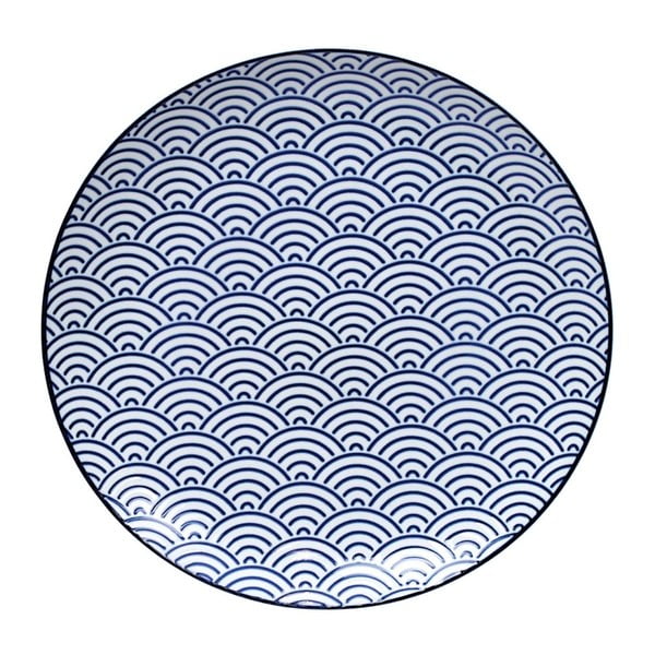 Modrý porcelánový talíř Tokyo Design Studio Waves, ⌀ 25,7 cm