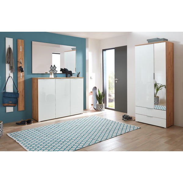 Bílá šatní skříň v dekoru dubu se zrcadlem 84x196 cm Telde - Germania-image-4