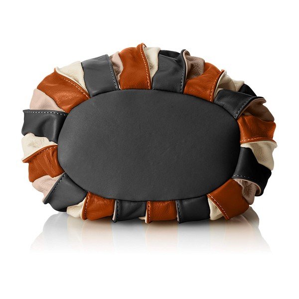 Karamelově hnědo-černá kožená kabelka Chicca Borse Jenn-image-3