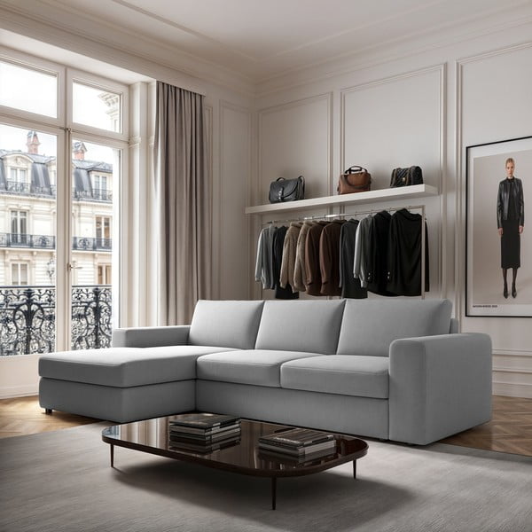 Světle šedá rohová pohovka (levý roh/s lenoškou) Baga – Rodier-image-1