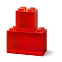 Sada 2 dětských červených nástěnných polic LEGO® Brick