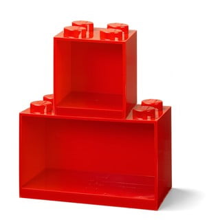 Sada 2 dětských červených nástěnných polic LEGO® Brick
