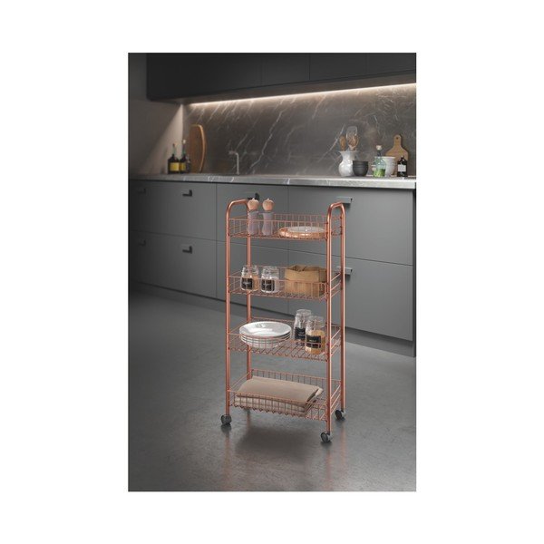 Kovový pojízdný regál v měděné barvě 41x84 cm Ascona – Metaltex-image-2