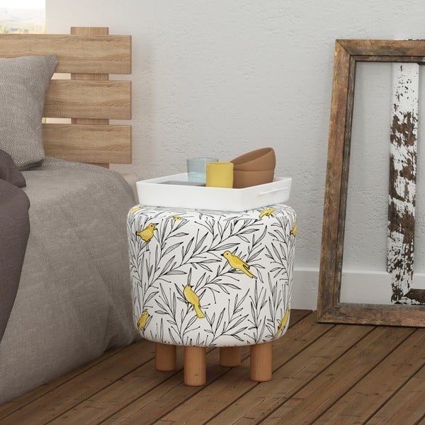 Taburet s dřevěnými nohami Cono Canaro, ⌀ 41 cm-image-3