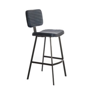 Tmavě modrá kožená barová židle 103 cm Masana – Light & Living