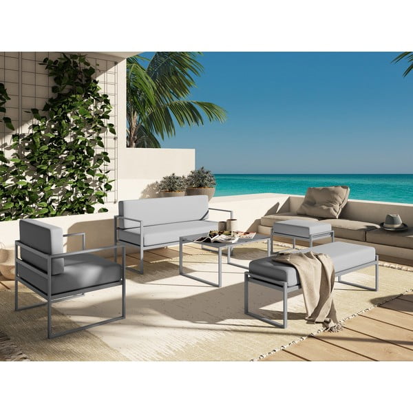 Šedý venkovní stůl v betonovém dekoru a šedém rámu Calme Jardin, délka 60 cm-image-1