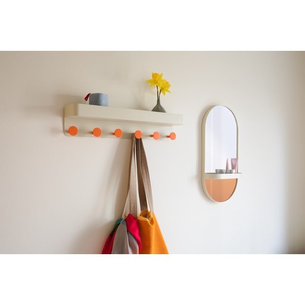 Oranžové nástěnné zrcadlo s poličkou Remember Taupe-image-1