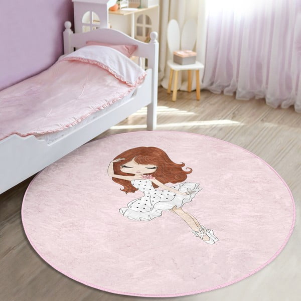 Růžový dětský koberec ø 80 cm Comfort – Mila Home-image-2