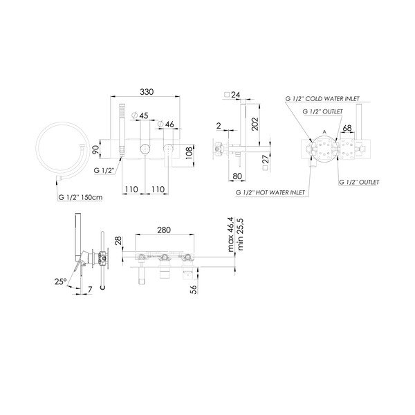 Podomítková sprchová baterie v leskle stříbrné barvě (3 výstupy) Pax – Sapho-image-1