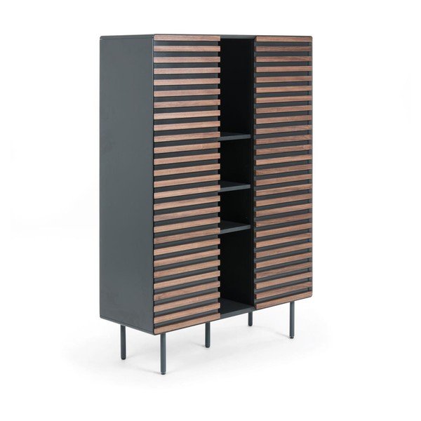 Černá/v přírodní barvě skříňka v dekoru ořechu 105x155x40 cm Kesia – Kave Home-image-2