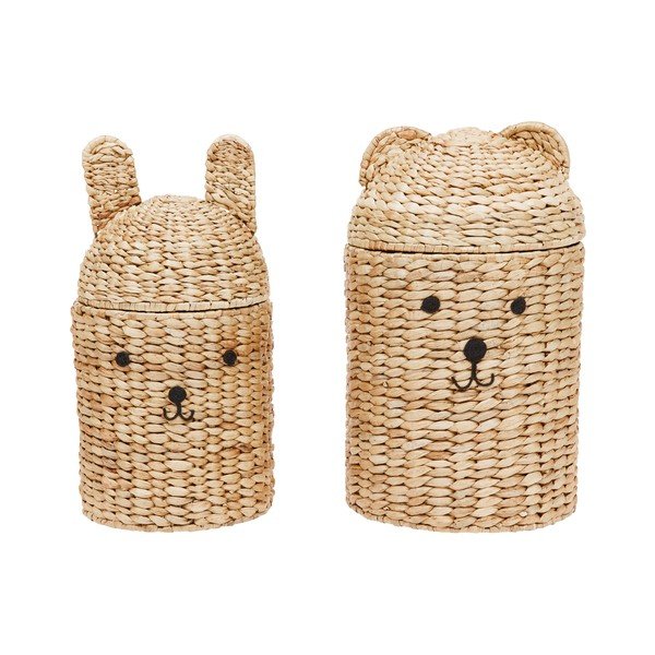 Dětské koše na hračky v sadě 2 ks z mořské trávy v přírodní barvě ø 28,5x49,5 cm Bear & Rabbit – OYOY Mini