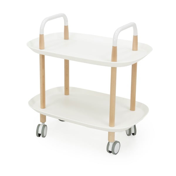 Bílý servírovací vozík na kolečkách Tenzo Wagon Beech