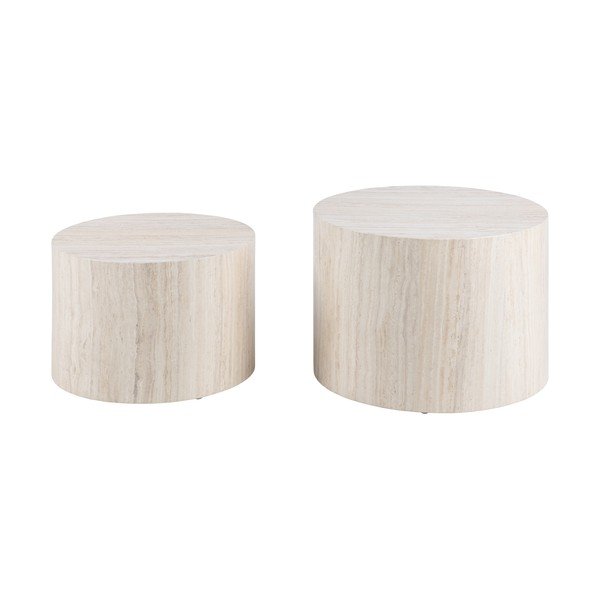 Béžové kulaté konferenční stolky v dekoru kamene v sadě 2 ks ø 58 cm Dice – Actona-image-3