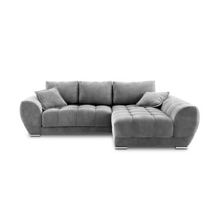 Šedá rozkládací rohová pohovka se sametovým potahem Windsor & Co Sofas Nuage, pravý roh