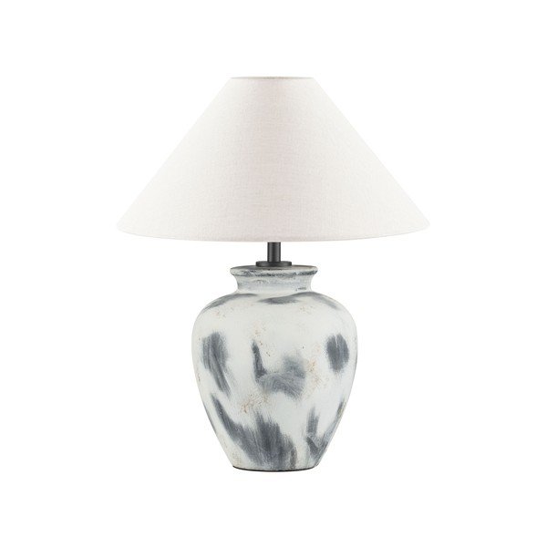 Bílá/šedá keramická stolní lampa s textilním stínidlem (výška 55 cm) Lupe – Nova Luce