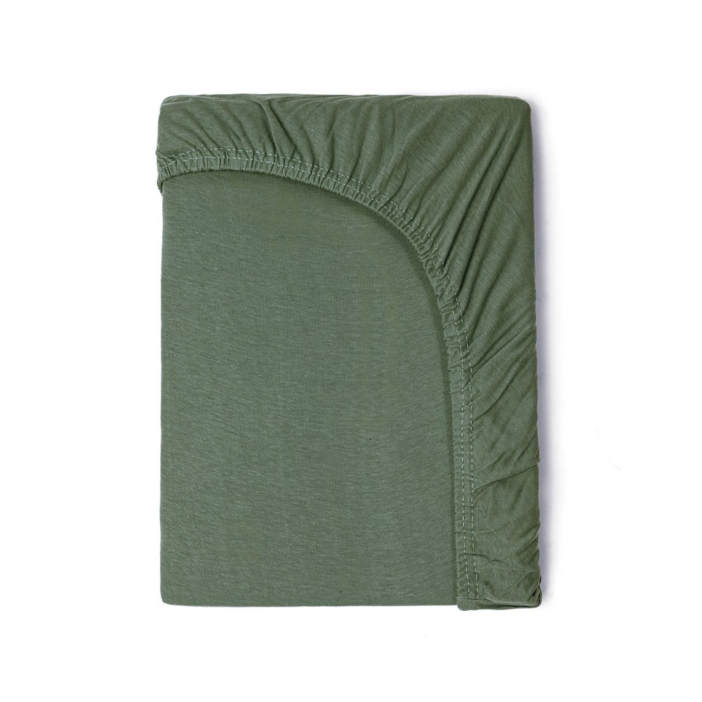Dětské zelené bavlněné elastické prostěradlo Good Morning, 70 x 140/150 cm