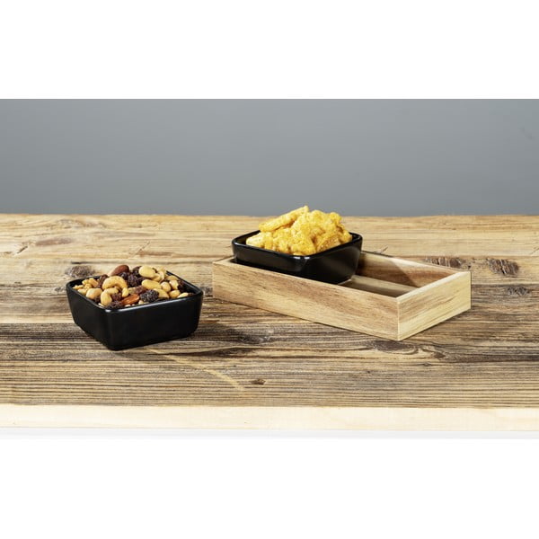 Černé keramické servírovací mísy v sadě 2 ks s podnosem Elo – Wenko-image-4