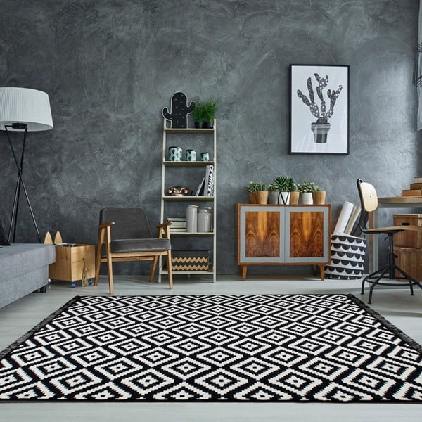 Černo-bílý oboustranný koberec Helen, 80 x 150 cm-image-3