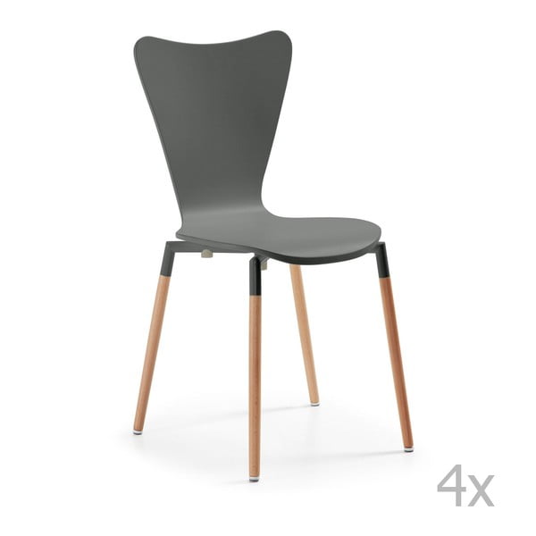 Sada 4 šedých jídelních židlí La Forma Eclectic